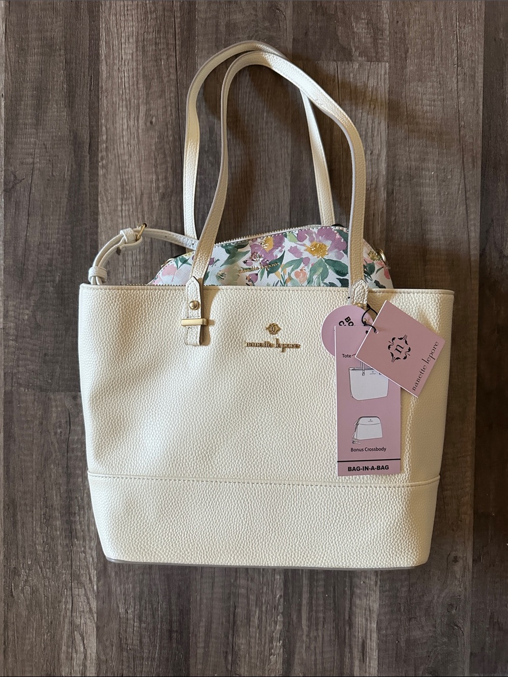 Brand New Nanette Lepore Brielle Tote with bonus Cross Body Bag inside